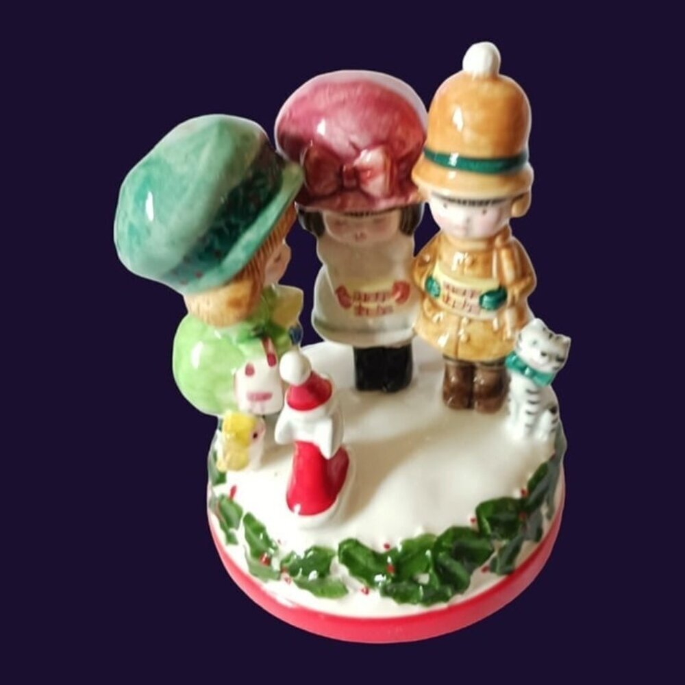 Schmid christmas japan kids with cat and dog music box rotating - Picture 2 of 9